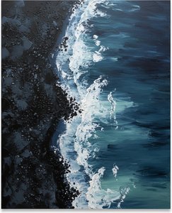 Monolithic Shadows And The Turbulent Surge Of A Primordial Midnight Coastline — David Moreau