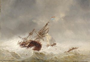 Seaview With Ships In Stormy Weather — Abraham Hulk Senior
