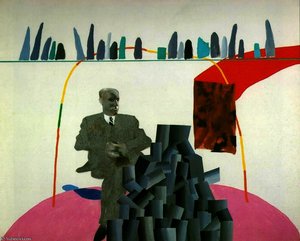 Portrait Surrounded By Artistic Devices — David Hockney