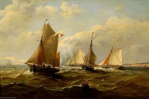 Shipping In A Breeze On A Rolling Sea — John Moore Of Ipswich
