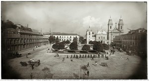 Paço Imperial, on the left; in the center, Carmo Convent and Church and the Ordem Terceira do Carmo church in the center