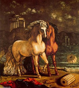 The Divine Horses Of Aquiles. Balios And Xanthos — Giorgio De Chirico