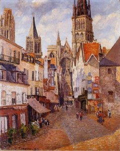 Sonnenlicht, Nachmittag, La Rue De L'epicerie, Rouen — Camille Pissarro