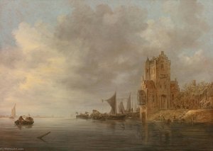 River Landscape With The Pellekussenpoort, Near Utrecht — Jan Josefsz Van Goyen