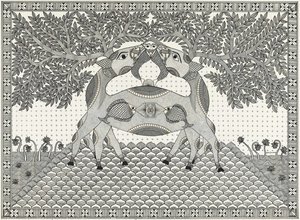 Bararsingha - The Balance Of Life — Pradyumna Kumar Mahanandia, Mithila Painting
