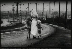 Fate Descends Toward The River, Leading Two Innocent Children — Jan Saudek