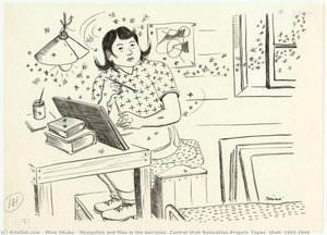 Mosquitos And Flies In The Barracks, Central Utah Relocation Project, Topaz, Utah, 1942-1944 — Miné Okubo
