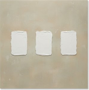Triptych Of Silent Relief In Sculptural White And Earthbound Neutral Tones — David Moreau, Contemporary Minimalism