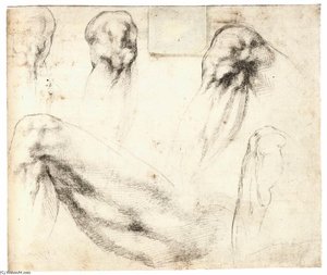 Study Of A Left Leg And Knee (recto) — Michelangelo Buonarroti, Renaissance