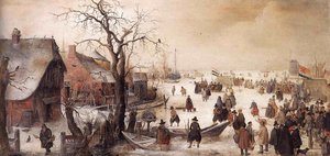Escena De Invierno En Un Canal — Hendrick Avercamp, Edad Dorada Holandesa