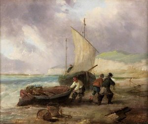 Coast Scene With Fishing Boats — George Balmer