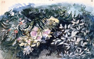 Flower Bed With Hydrangeas, Scillas And Anemones — Eugène Delacroix