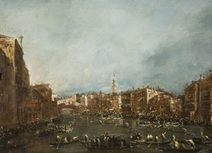 A Regatta On The Grand Canal, Venice — Francesco Lazzaro Guardi, Venetian Romanticism