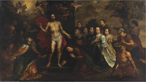 The Apparition of Christ with Saint Peter, James, John, Mary Magdalene, Johanna and Zacheus, with a family portrait