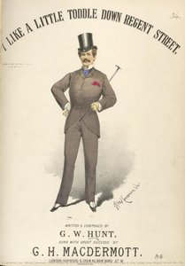 Cover design for G.H. MacDermott's song ''I Like A Little Toddle Down Regent Street''