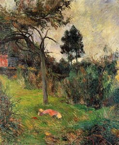 Young Woman Lying In The Grass — Eugène Henri Paul Gauguin, Post-impressionism