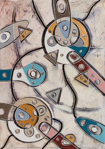 Abstract Chemistry, Oil And Oxides On Bas-relief In Plaster On Canvas (70 X 50 Cm) (2020) — Andrea Benetti