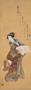 Beautiful Woman With Kinuta — Katsushika Hokusai, Ukiyo-e
