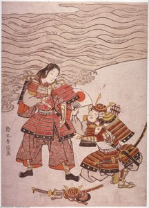 Warrior Kumagai Kneeling Before Atsumori — Suzuki Harunobu