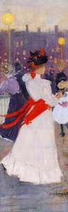 Lady With A Red Sash — Maurice Brazil Prendergast, Post-impressionism