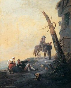 Figures Outside An Inn — Johannes Lingelbach
