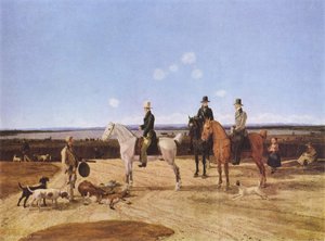 Hunters on horseback in Oberbayerischer landscape