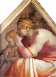 Ancestors Of Christ: Figures (detail) — Michelangelo Buonarroti, High Renaissance