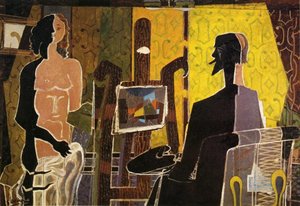 The Painter And His Model — Georges Braque, Cubist Genre Painting