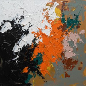 Fragmented Emergence: An Energetic Symphony Of Obsidian Shadows And Radiant Amber Bursts — Christian Noiret, Contemporary Abstract Painting