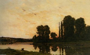 Laundresses at sunset