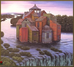 House Over The Waterfall — Jacek Yerka