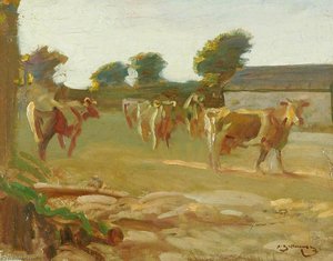Sketch Of Cows — Sir Alfred James Munnings, Impressionism