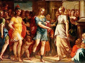 Théagène reçoit le flambeau des mains de Chariclée Diane remettant un flambeau à un guerrier (ancien titre)