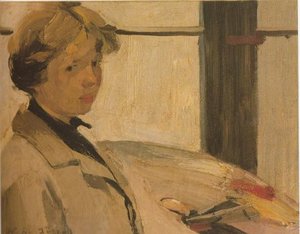 Portrait Of Painter Maria Hors — Nikolaos Lytras, Expressionism