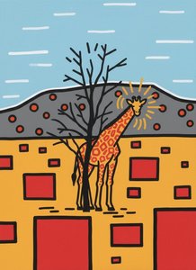 Desert Bloom: A Giraffe’s Ascent — Jacques Villedieu, Street Art / Pop Art