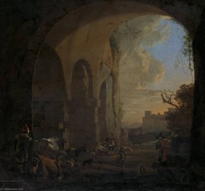 Herders With Their Animals Under An Arch Of The Colosseum In Rome — Jan Asselyn, Dutch Golden Age