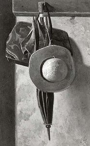 Straw Hat, Bag And Umbrella, (painting) — John Frederick Peto