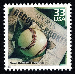 33c New Baseball Records Stamp — United States Postal Service, Contemporary Realism