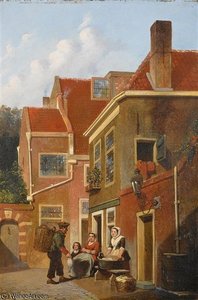 Figures In The Streets Of A Dutch Town — Joseph Bles