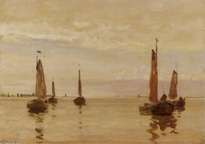 Fishing Boats In A Calm — Willem Bastiaan Tholen