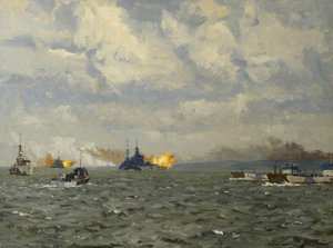 Hms 'rodney' And 'warspite' Firing On Shore Targets, 6 June 1944 — Norman Wilkinson, Post-impressionism