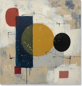 Himmlisches Gleichgewicht: Eine Monumentale Studie Aus Goldenem Licht Und Mitternachtsgeometrie — Laurent Fabre, Neo-abstrakte Kunst