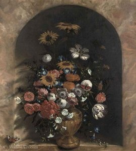 Flowers in a stone niche