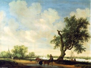 Landscape (detail) — Salomon Van Ruysdael, Dutch Golden Age