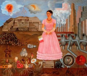Selbstporträt Am Rande Zwischen Mexiko Und Den Vereinigten Staaten — Frida Kahlo