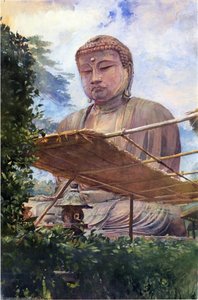 The Great Statue of Amida Buddha at Kamakura, Known as the Diabutsu, from the Priest's Garden