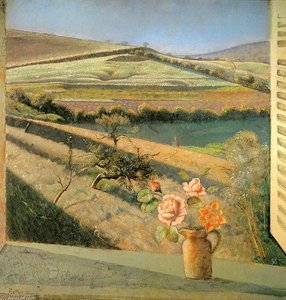 The Bouquet Of Roses On The Window — Balthus, Naive Primitivism Style