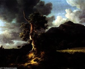 Mountainous Landscape With A Blasted Tree By A Cornfield — Jacob Isaackszoon Van Ruisdael