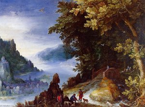 River Landscape with Resting Travellers
