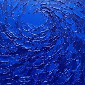 Cerulean Vortex: Eine Monumentale Studie In Skulpturalem Blauem Impasto Und Unendlicher Bewegung — David Moreau, Gips & Textur